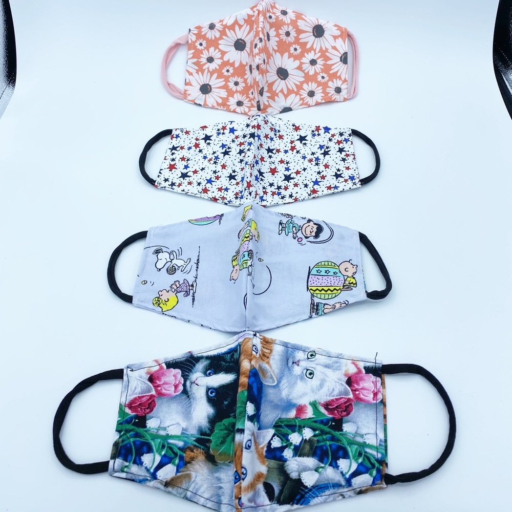 Homemade Bundle of 4 Face Masks Washable Duo Layer